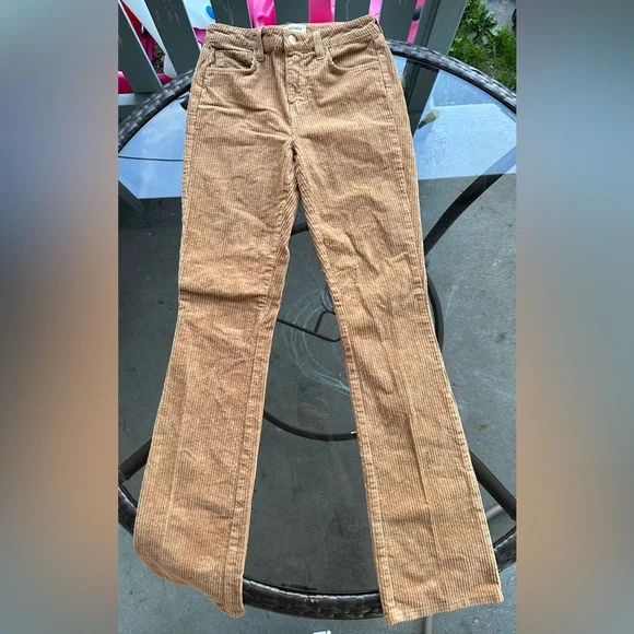 SOLD🤎L'AGENCE Oriana Corduroy High Rise Straight Leg Jean Pants in Tan - Size 25 - Picture 3 of 16
